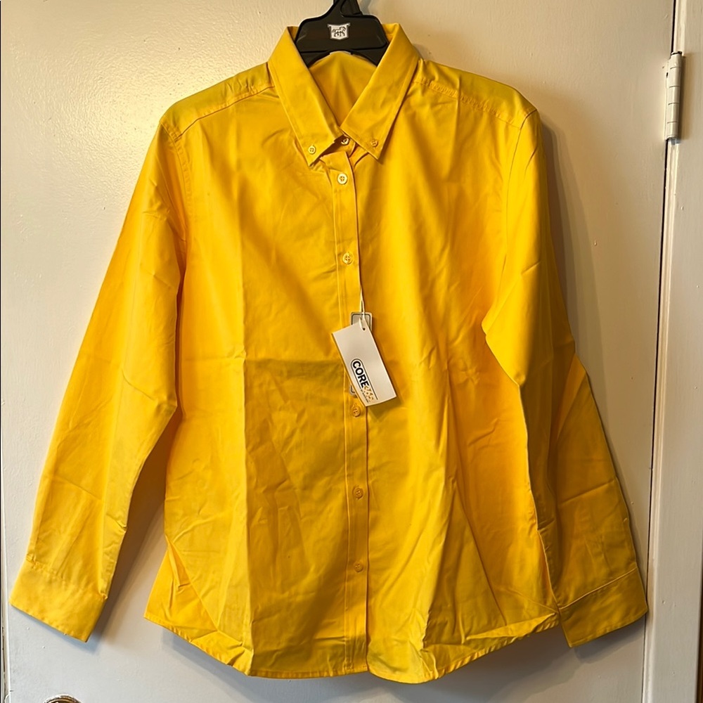 NWT Core by North End Sun Protection Yellow Button Down Shirt-Ladies Large